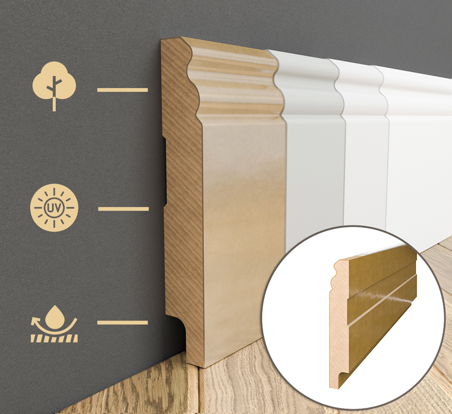 Listwa przypodłogowa MDF lakierowana biała z wodoodporną powłoką ESTILO 10cm