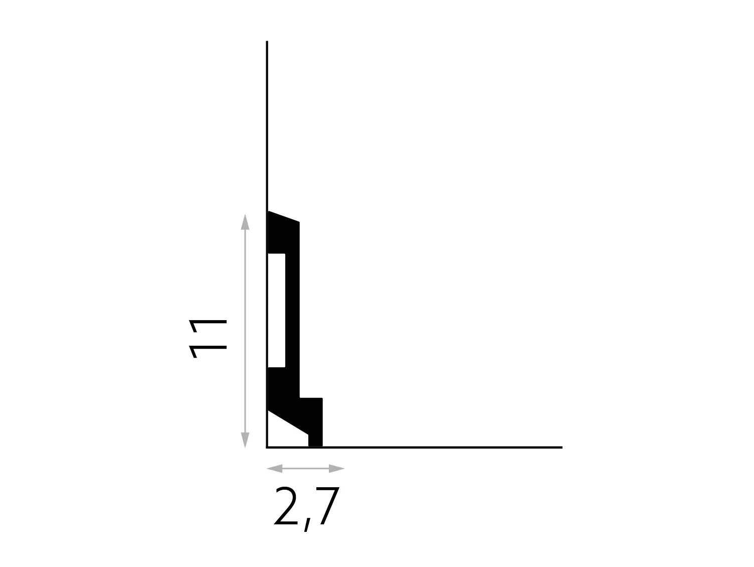 Listwa przypodłogowa oświetleniowa LED Premium MD025P biała RAL 9003 wym. 200 x 2.7 x 11 cm, z PolyForce