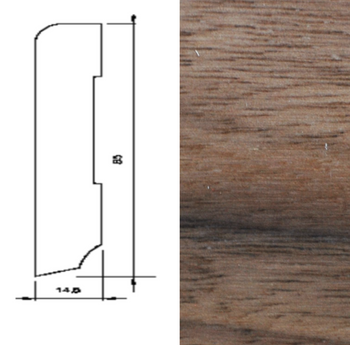 Drewniana listwa przypodłogowa lakierowana 60/16 (240 cm x 6 cm x 1,5 cm) Orzech Amerykański