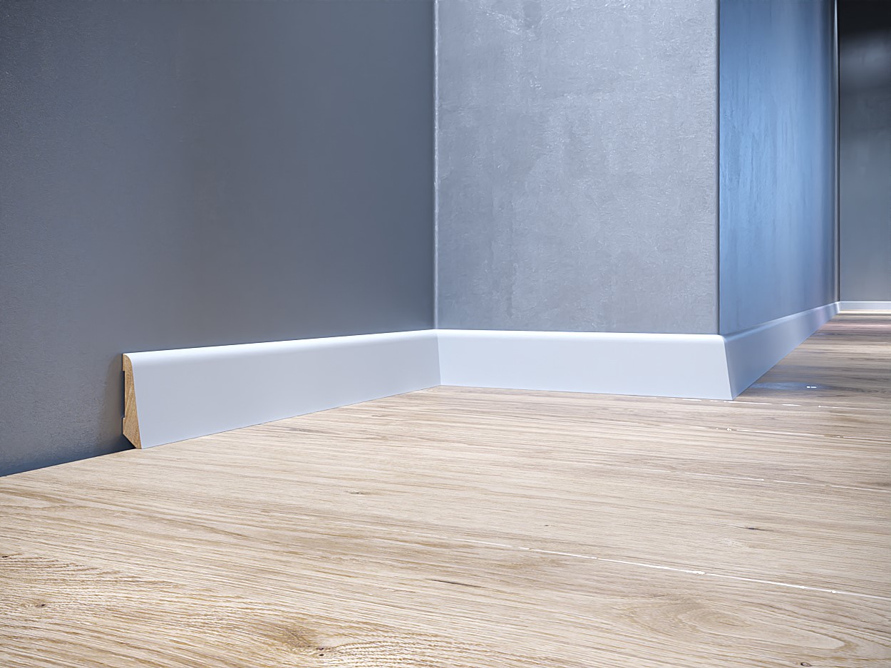 Listwa przypodłogowa drewniana lakierowana LS58 (240 cm x 5,8 cm x 1,6 cm) biała