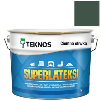 Teknos Superlateksi, matowa farba do boazerii, listew i sztukaterii, pojemność 0,9 L, kolor Grafit oliwkowy
