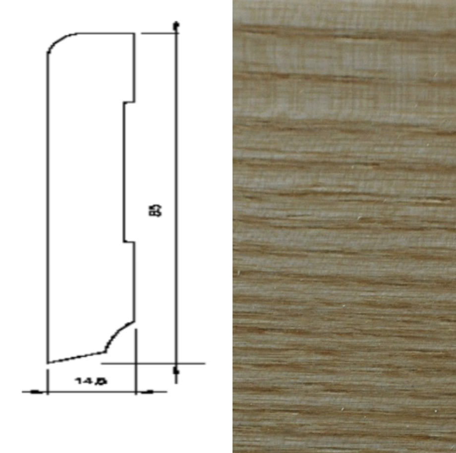 Drewniana listwa przypodłogowa lakierowana 60/16 (240 cm x 6 cm x 1,5 cm) Jesion