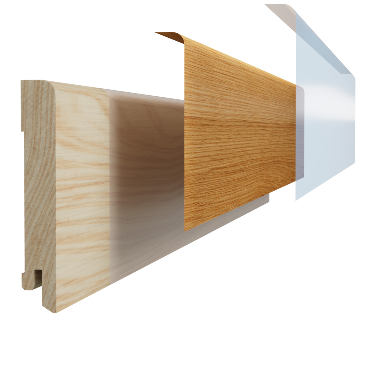 Listwa przypodłogowa drewniana 95x15 mm - dąb europejski lakierowany