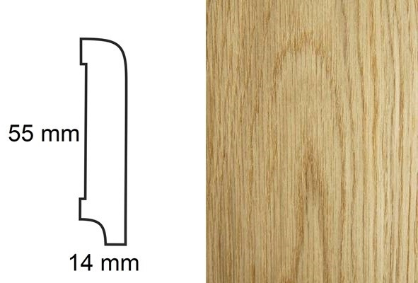 Listwa przypodłogowa fornirowana lakierowana CP55 (230 cm x 5,5 cm x 1,4 cm) dąb