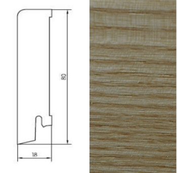Drewniana listwa przypodłogowa lakierowana 80/18 (240 cm x 8 cm x 1,8 cm) Jesion