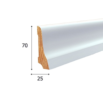 Listwa przypodłogowa drewniana lakierowana LP70 (240 cm x 7 cm x 2,5 cm) biała