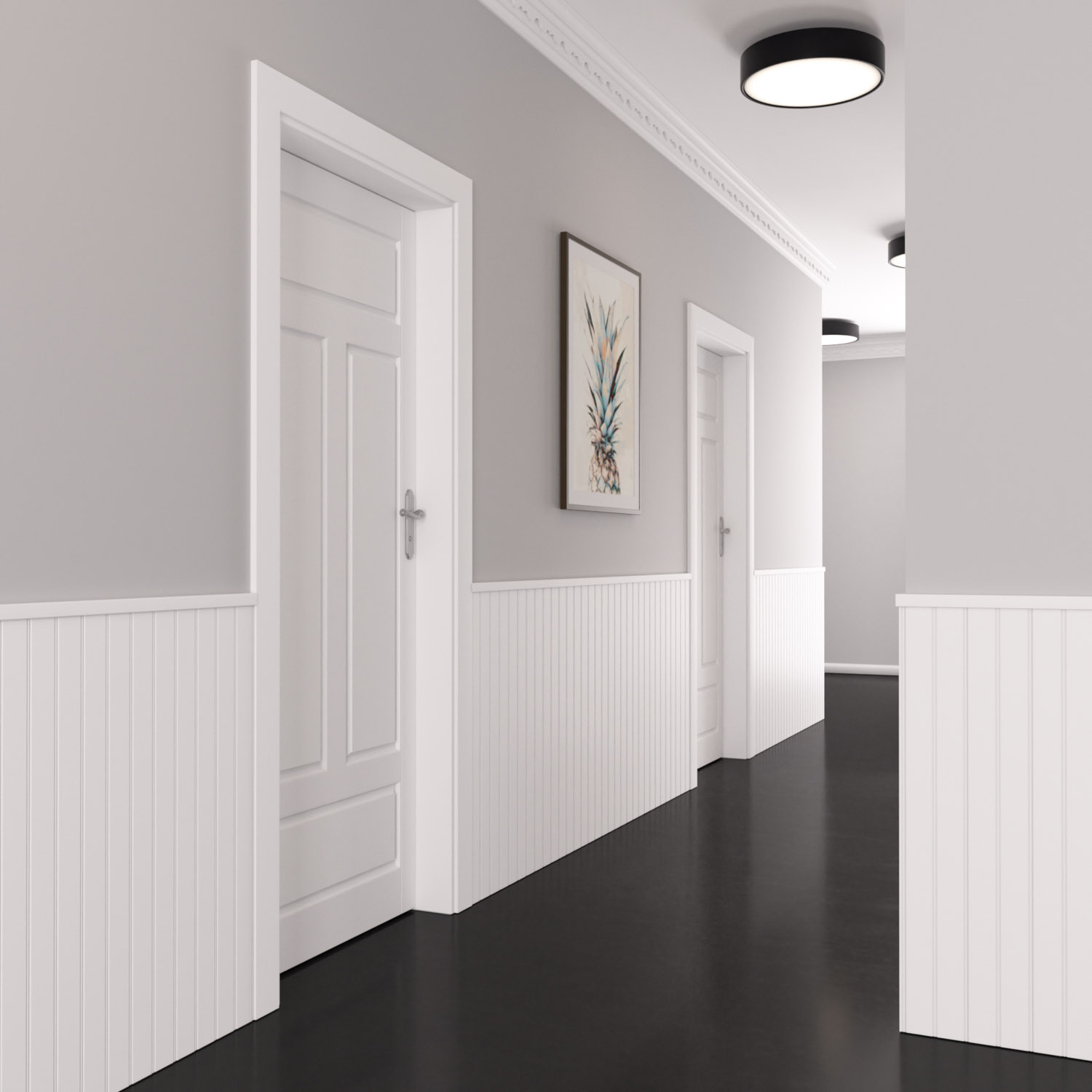 Nowoczesna boazeria ścienna MDF lakierowana – styl angielski - zestaw listew - długość 225 cm / wysokość 83 cm (model Nova-1 Slim)