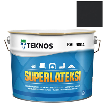Teknos Superlateksi, matowa farba do boazerii, listew i sztukaterii, pojemność 0,9 L, kolor czarny RAL9004