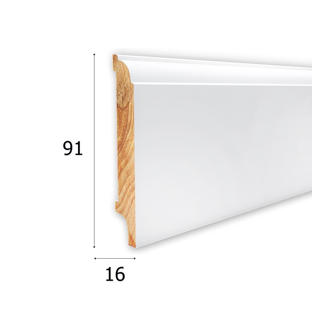 Listwa przypodłogowa drewniana lakierowana AGAT 91 (240 cm x 9,1 cm x 1,6 cm) iglaste
