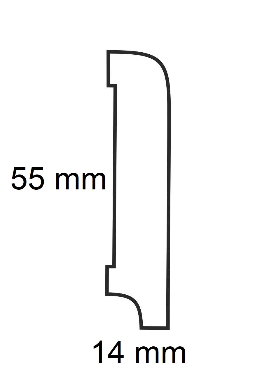 Listwa przypodłogowa fornirowana lakierowana CP55 (230 cm x 5,5 cm x 1,4 cm) dąb