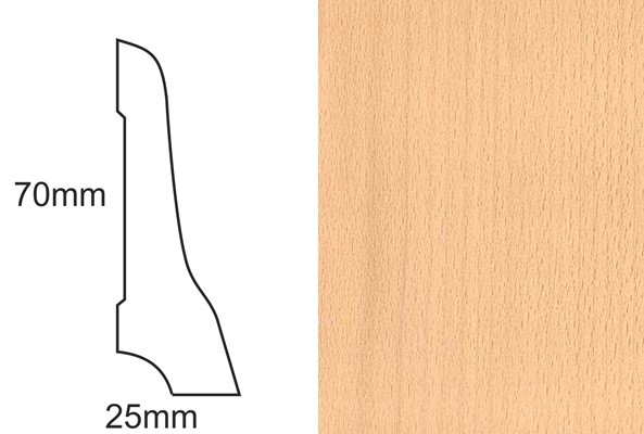 Listwa przypodłogowa fornirowana nielakierowana LP70 (240 cm x 7 cm x 2,5 cm) buk