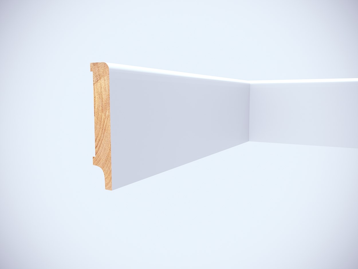 Listwa przypodłogowa drewniana LAPIS 80 lakierowana (240 cm x 8 cm x 1,6 cm) drewno iglaste białe RAL 9003
