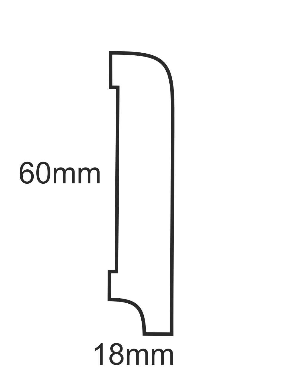 Listwa przypodłogowa fornirowana nielakierowana CP60 (240 cm x 6 cm x 1,8 cm) jesion select