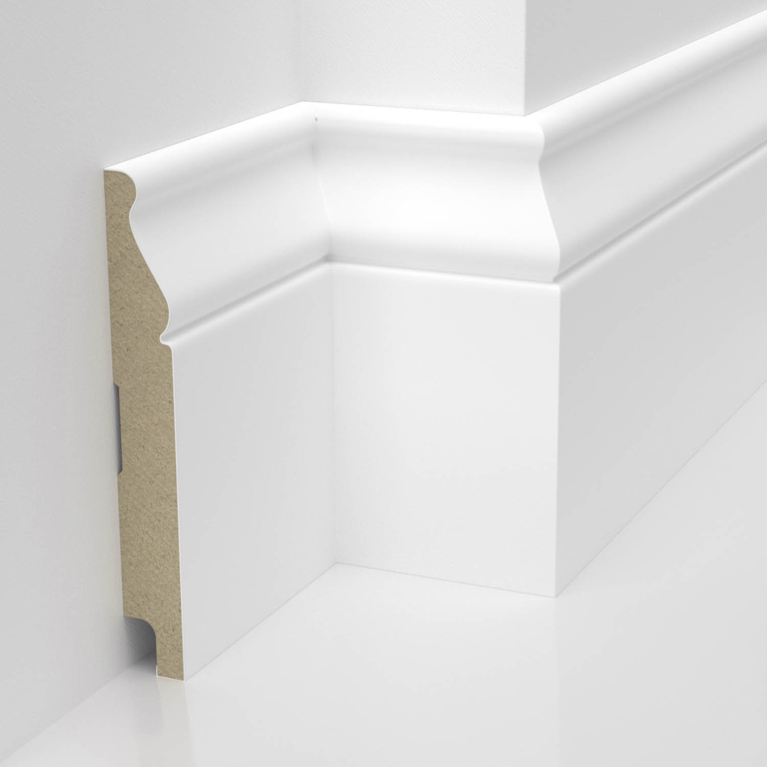 PRÓBKA 20 CM - Listwa przypodłogowa MDF lakierowana biała z wodoodporną powłoką SANTI 12cm