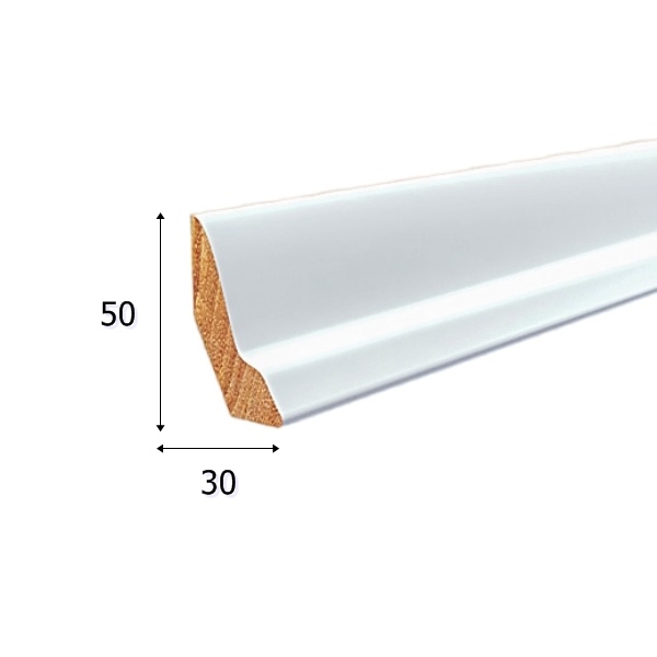 Listwa przypodłogowa drewniana lakierowana LP60 RAL 9003 (240 cm x 5 cm x 3 cm) biała