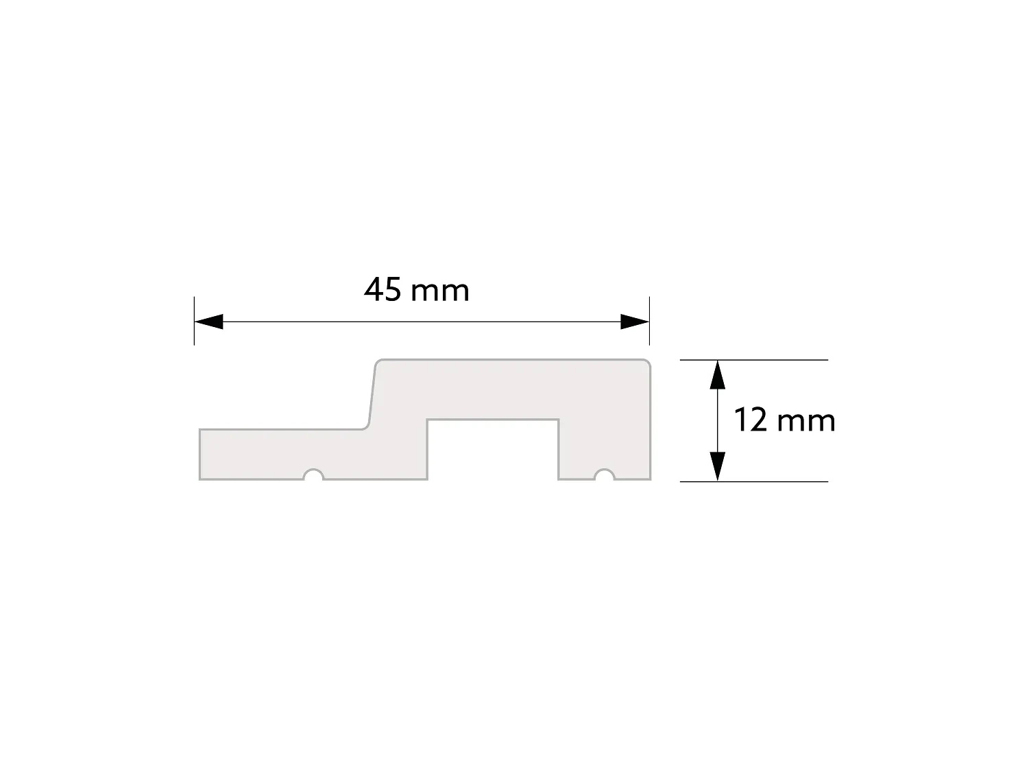 Prawe zakończenie lameli L0201RP białe wym. 270 x 1.2 x 4.5 cm, z PolyForce