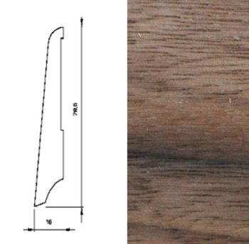 Drewniana listwa przypodłogowa lakierowana KS80 (240 cm x 7,9 cm x 1,6 cm) Orzech Amerykański