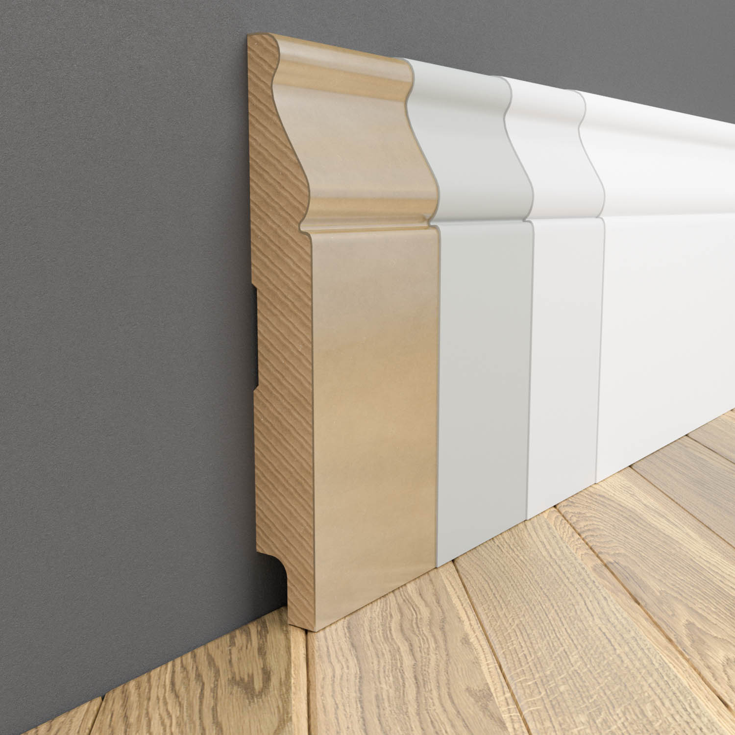 PRÓBKA 20 CM - Listwa przypodłogowa MDF lakierowana biała z wodoodporną powłoką SANTI 12cm