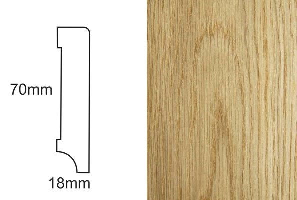 Listwa przypodłogowa fornirowana lakierowana CP70 R3 (240 cm x 7 cm x 1,8 cm) dąb