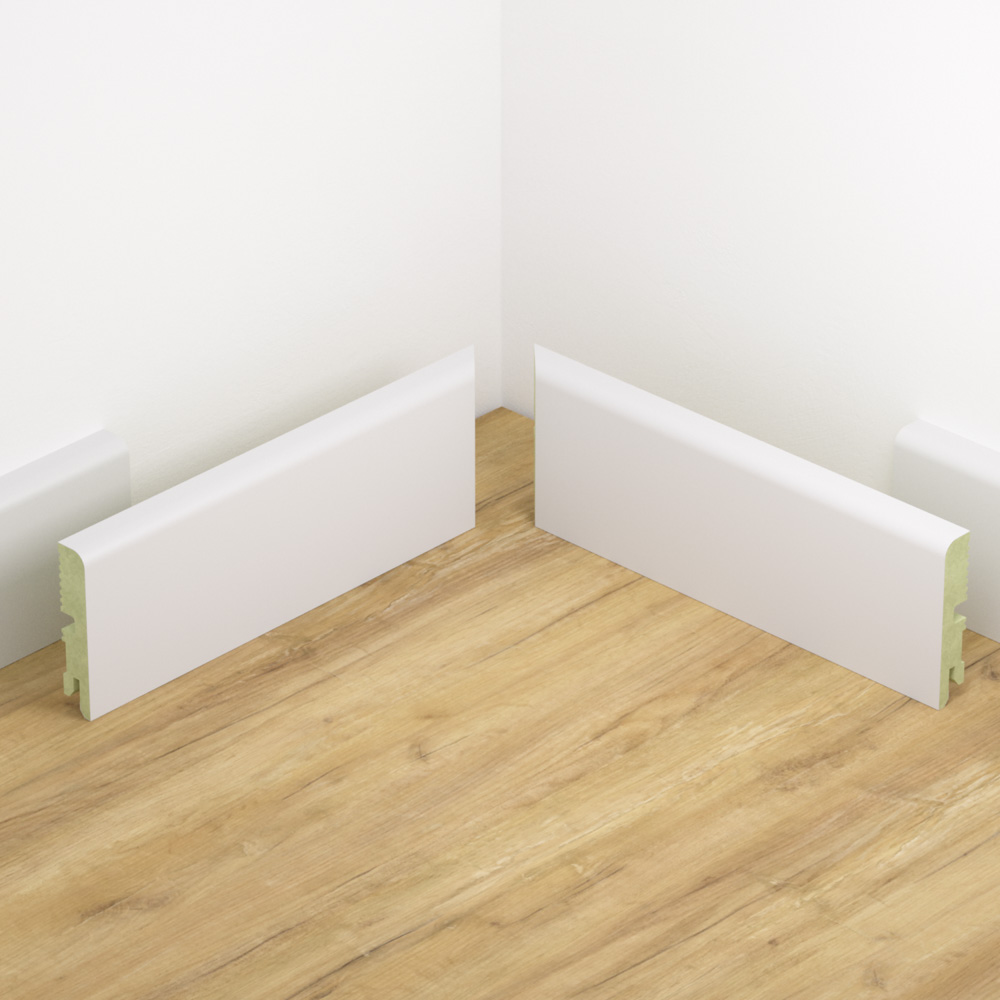 Narożnik wewnętrzny do listwy przypodłogowej lakierowany biały, wilgocioodporny FOGE - LB1 8cm