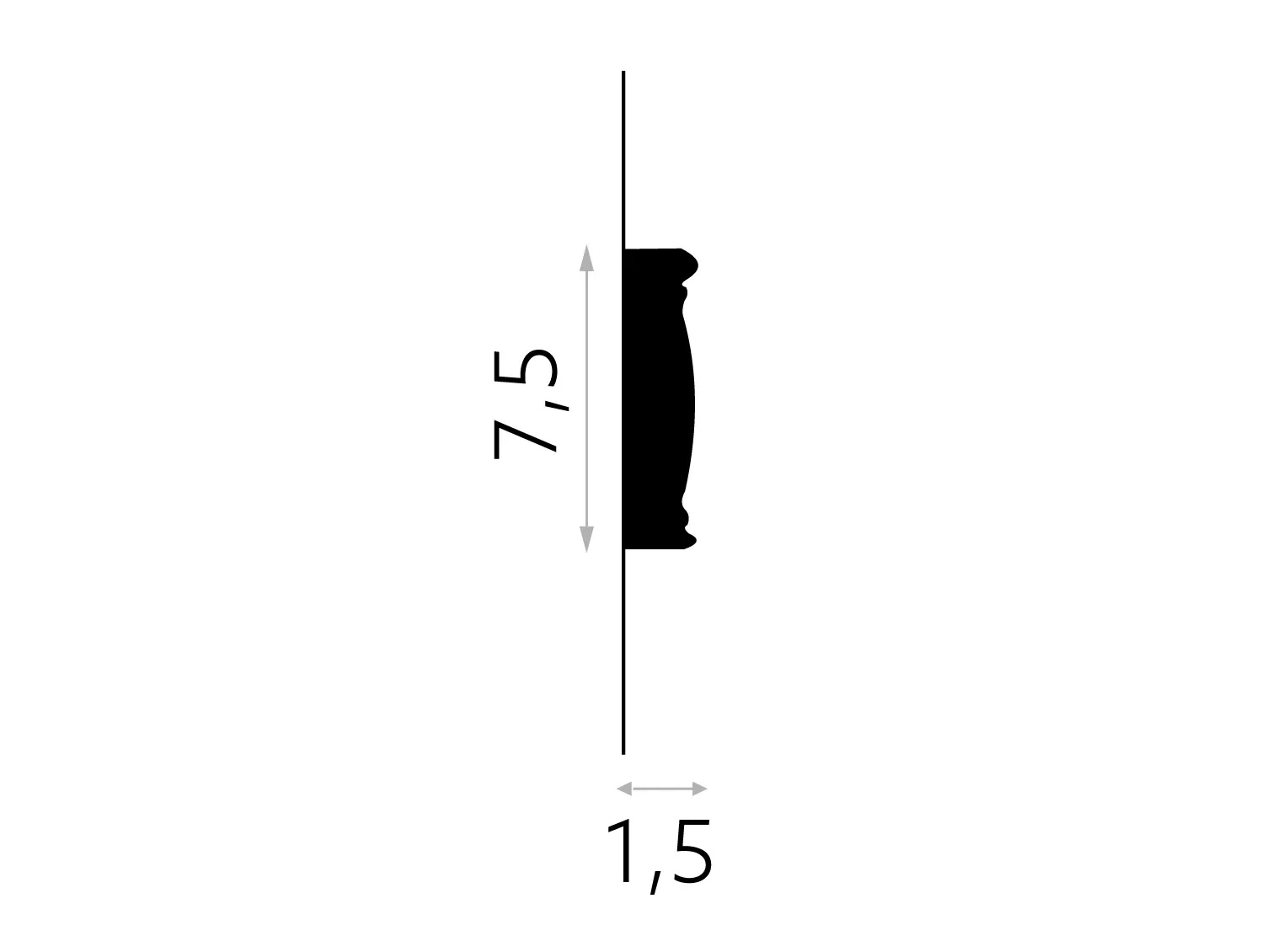 Listwa ścenna MDC239F biała wym. 200 x 1.5 x 7.5 cm, z flexu