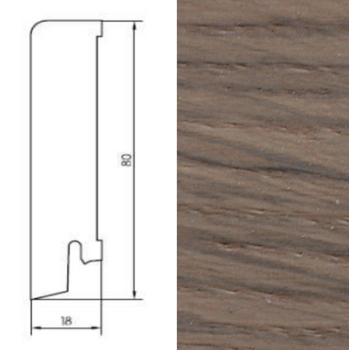 Drewniana listwa przypodłogowa lakierowana 80/18 (240 cm x 8 cm x 1,8 cm) Dąb Latte Macchiato