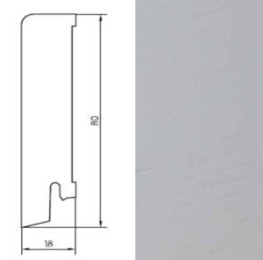 Listwa przypodłogowa biała drewno lakierowane 80/18 (240 cm x 8 cm x 1,8 cm)