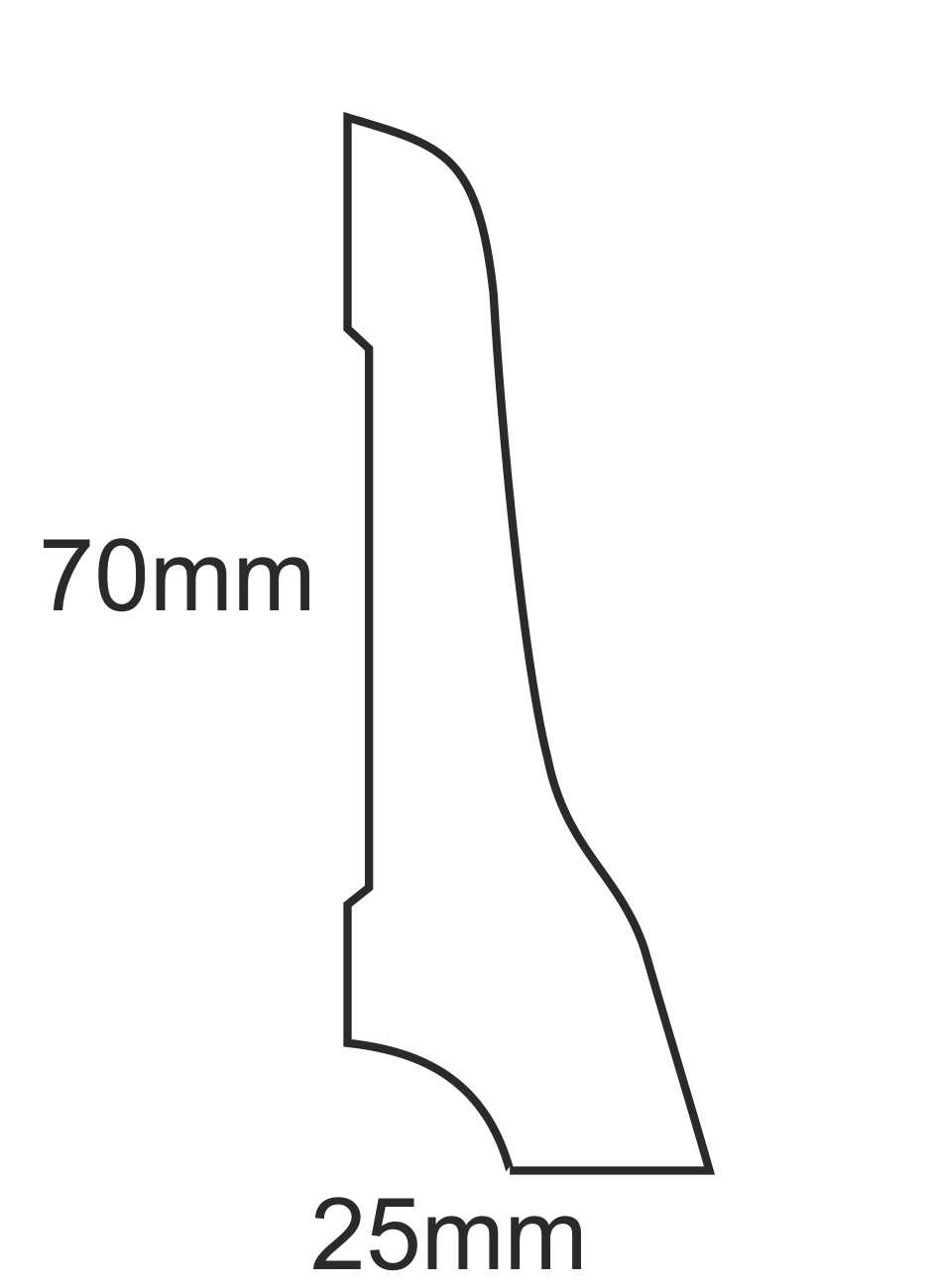 Listwa przypodłogowa drewniana lakierowana LP70 (240 cm x 7 cm x 2,5 cm) biała