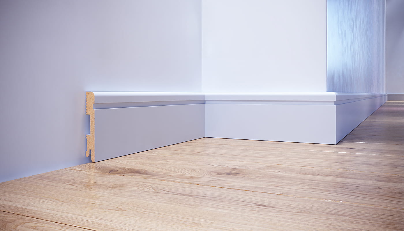 PRÓBKA 20 CM - Listwa przypodłogowa MDF lakierowana biała ROYAL 10cm