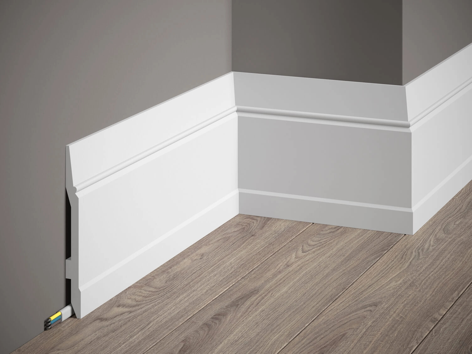 Listwa przypodłogowa MD361 biała wym. 200 x 1.5 x 14.4 cm, z PolyForce