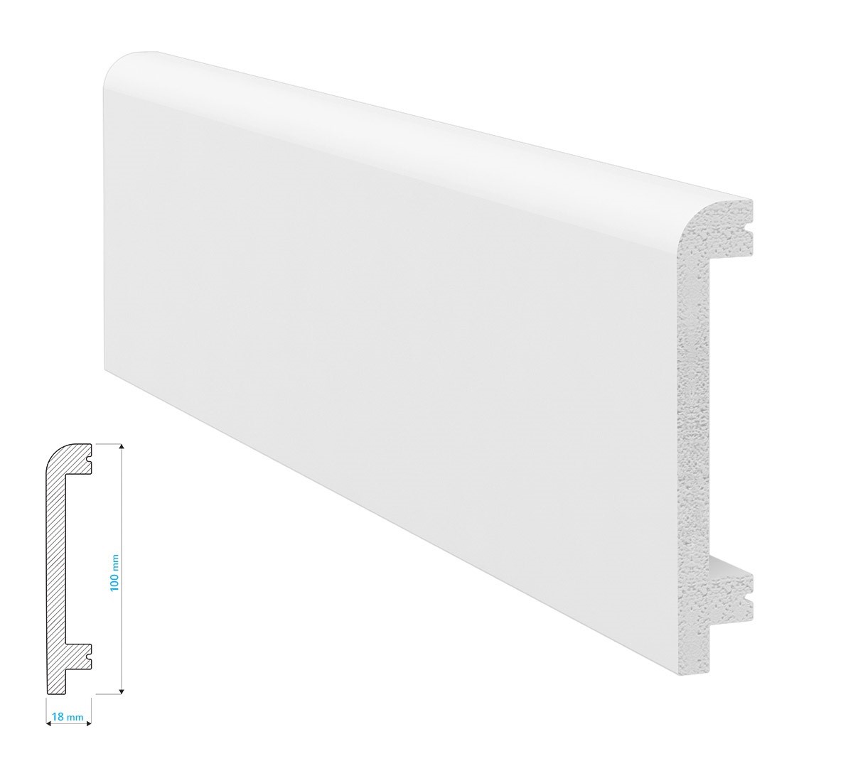 Listwa przypodłogowa Krome P10018 z wysokiej gęstości polistyrenu (240 cm x 10 cm x 1,8 cm) biała