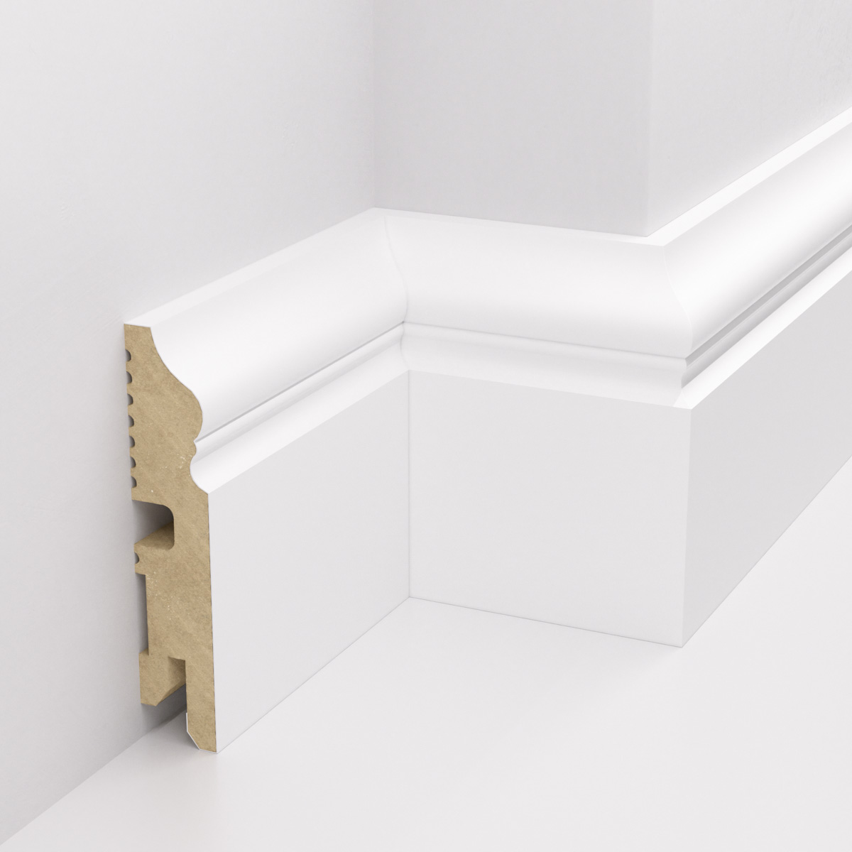 PRÓBKA 20 CM - Listwa przypodłogowa MDF lakierowana biała FOGE LB3 8cm