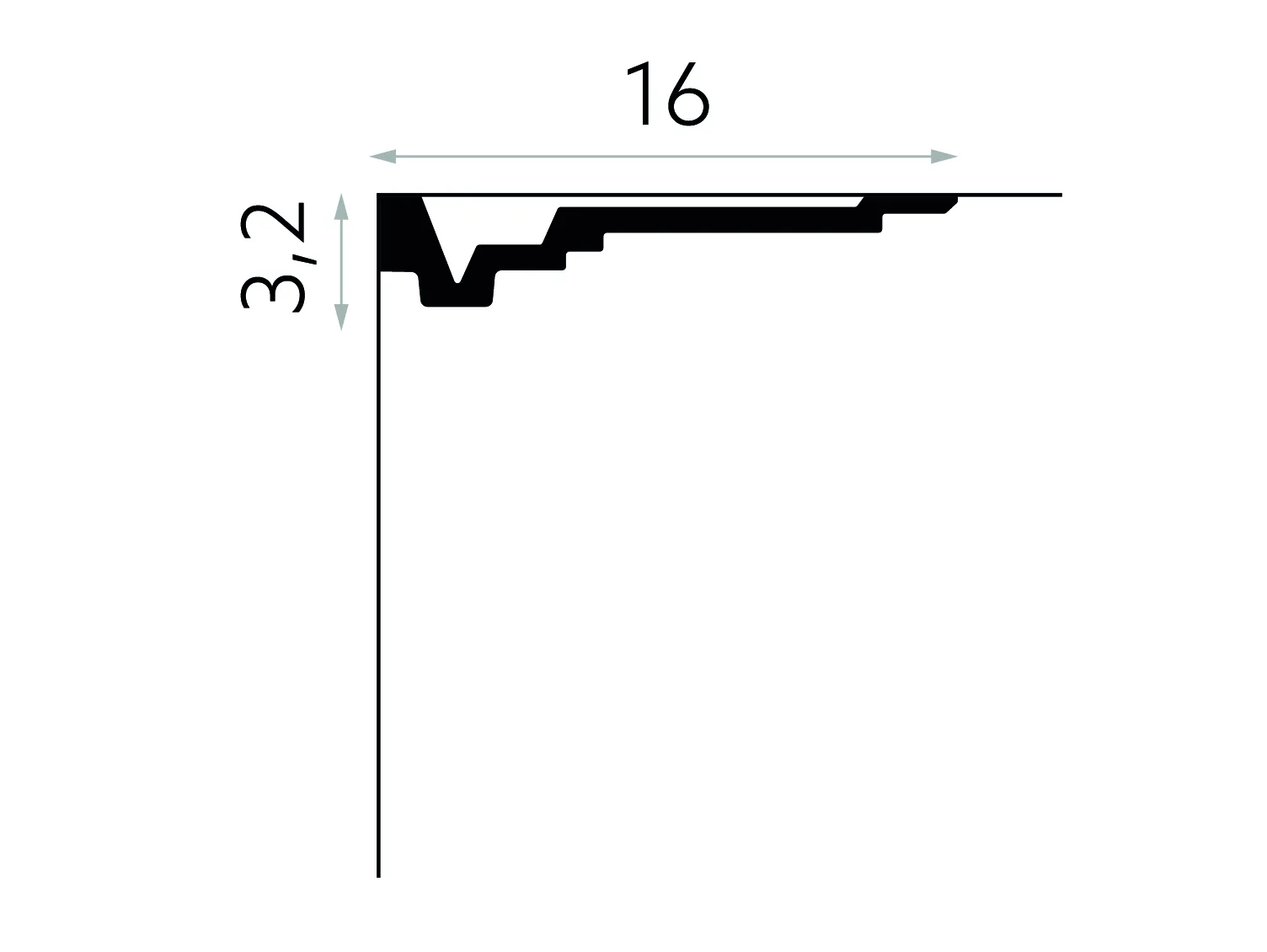 Listwa przysufitowa styropianowa biała MDB163 wym. 200 x 16 x 3.2 cm, z ProFoam