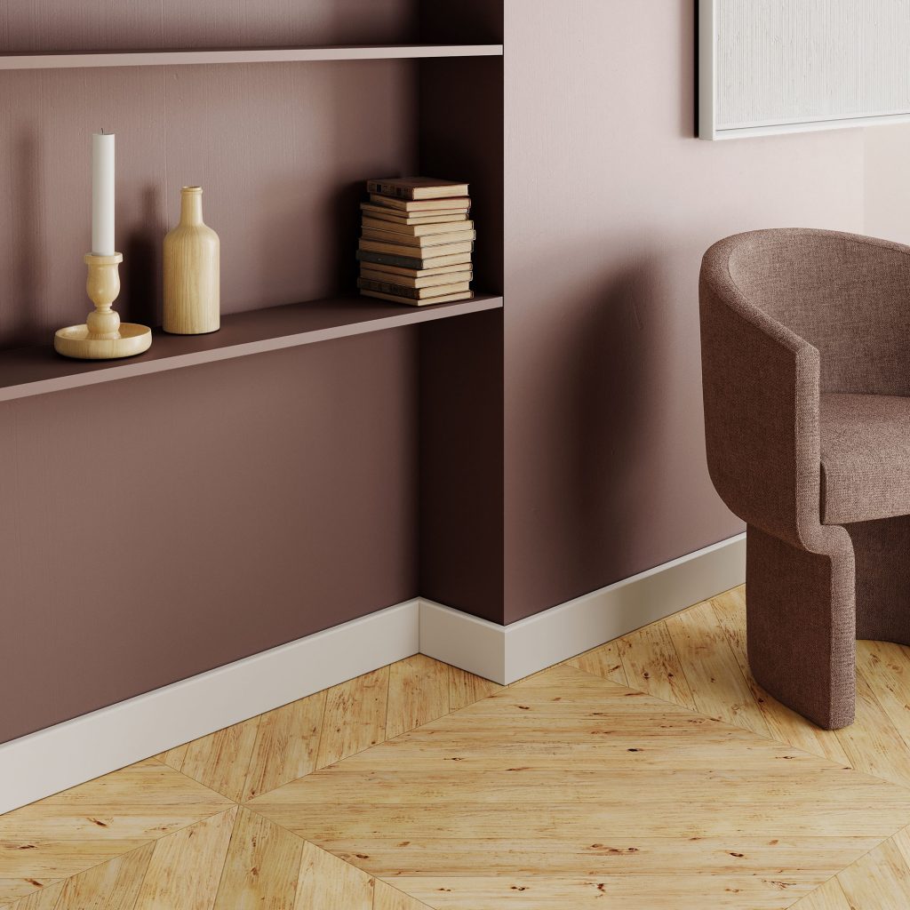 PRÓBKA 20 CM - Listwa przypodłogowa lakierowana biała, MDF wilgocioodporny, DUO 8cm