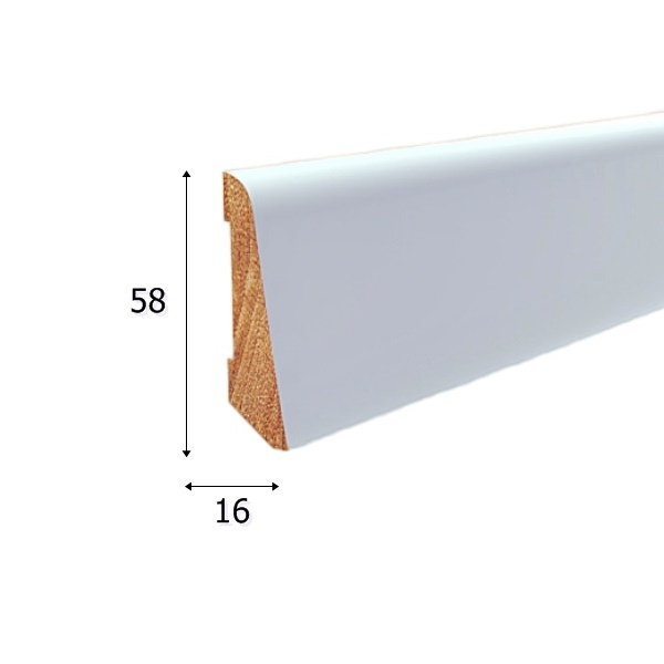 Listwa przypodłogowa drewniana lakierowana LS58 (240 cm x 5,8 cm x 1,6 cm) biała