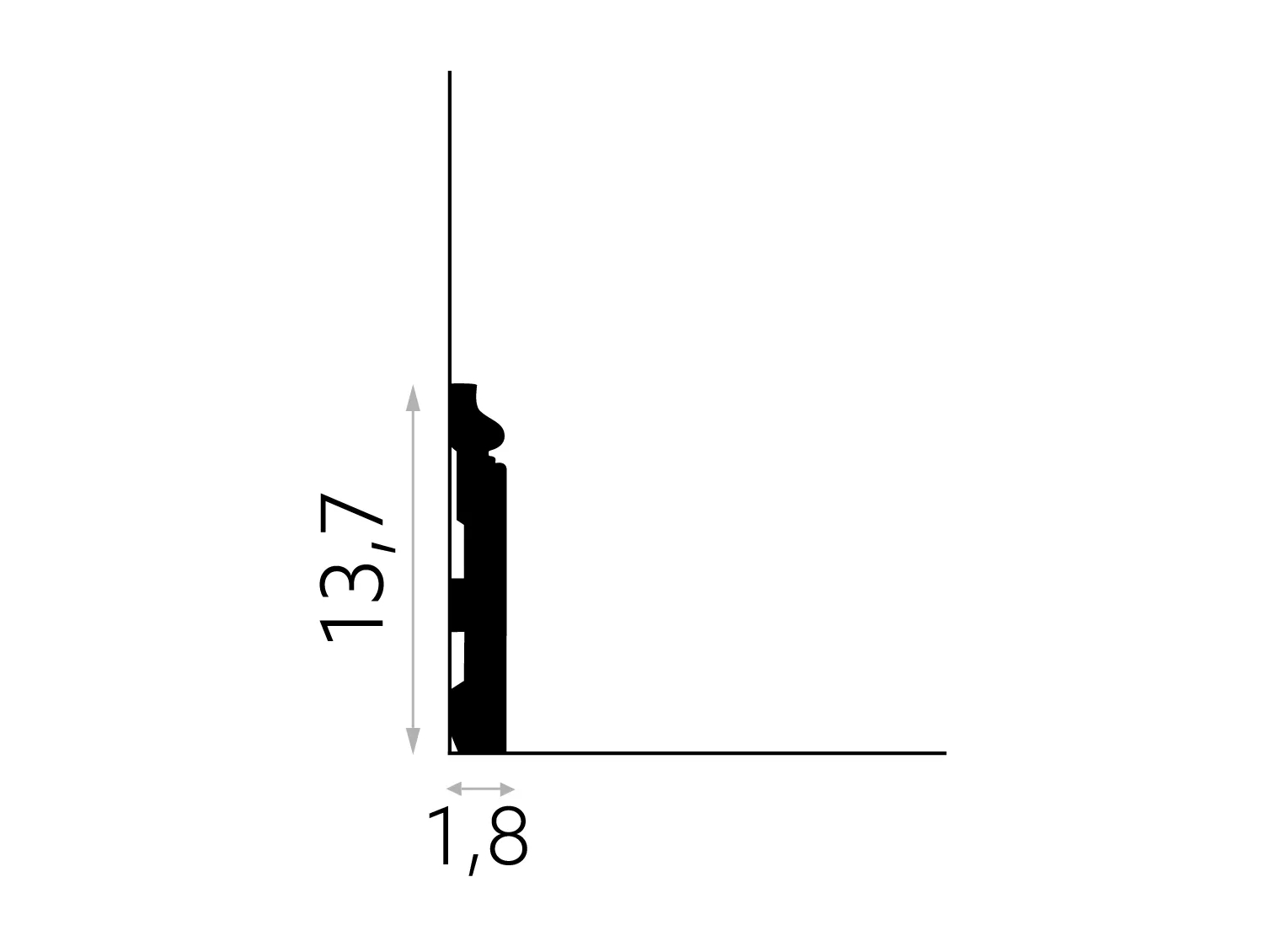 Listwa przypodłogowa MD360 biała wym. 200 x 1.8 x 13.7 cm, z PolyForce