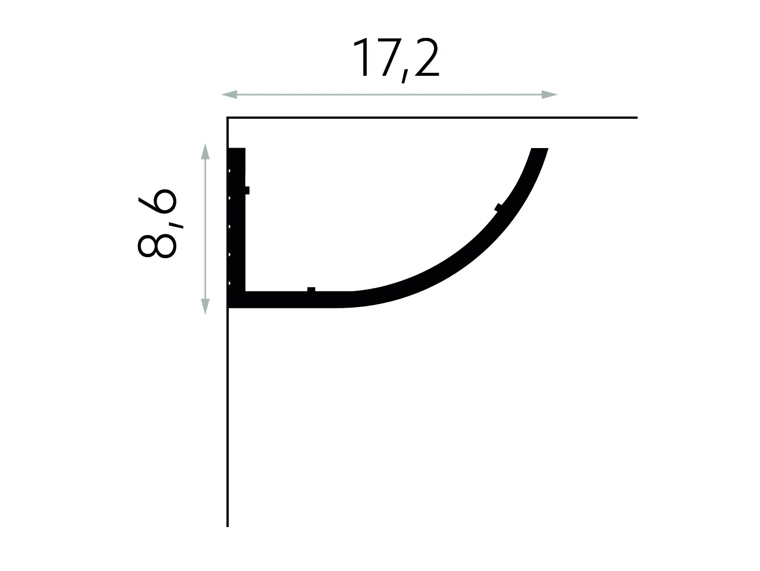 Listwa oświetleniowa sufitowa MD362, biała, wym. 200 x 17.2 x 8.6 cm, z PolyForce