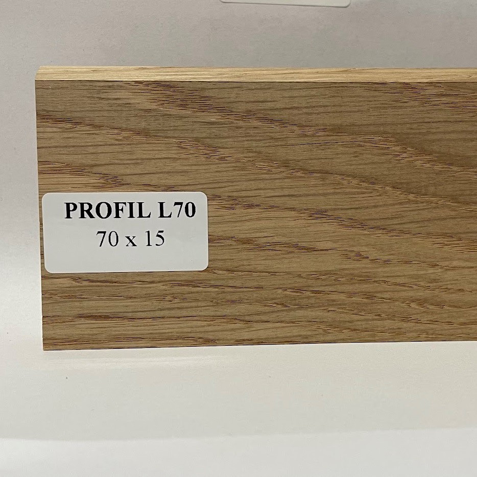 Listwa przypodłogowa dąb lity nielakierowana L70x15 (2200 - 2600 mm x 70 mm x 15 mm)