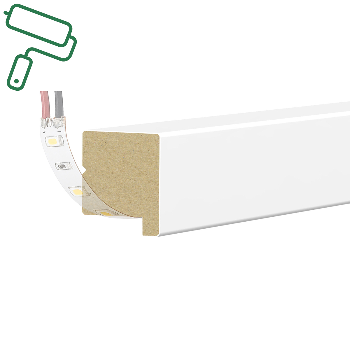 Listwa wieńcząca do boazerii ściennej MDF - PLANO LED - do malowania