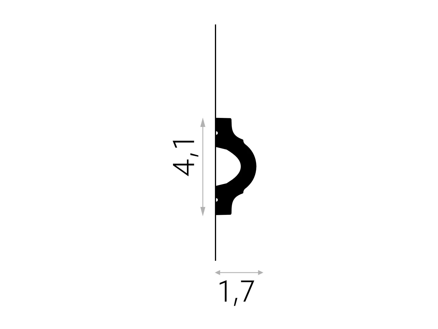 Listwa ścienna biała MD332, wym. 200 x 1.7 x 4.1 cm, z PolyForce