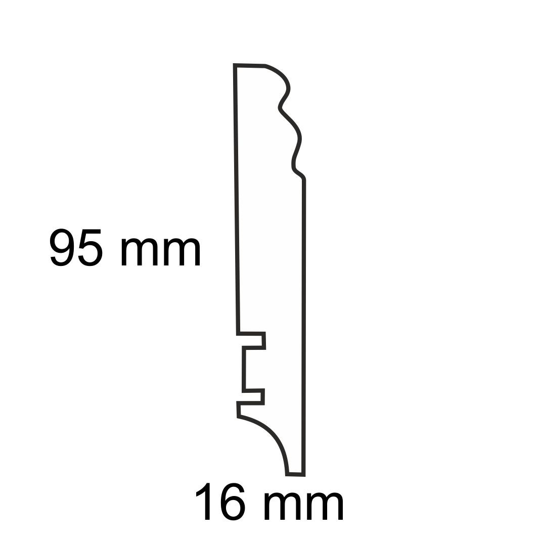 Listwa przypodłogowa drewniana PW95 P9H27362A (220 cm x 9,5 cm x 1,6 cm) iglaste lakierowane białe półmatowe