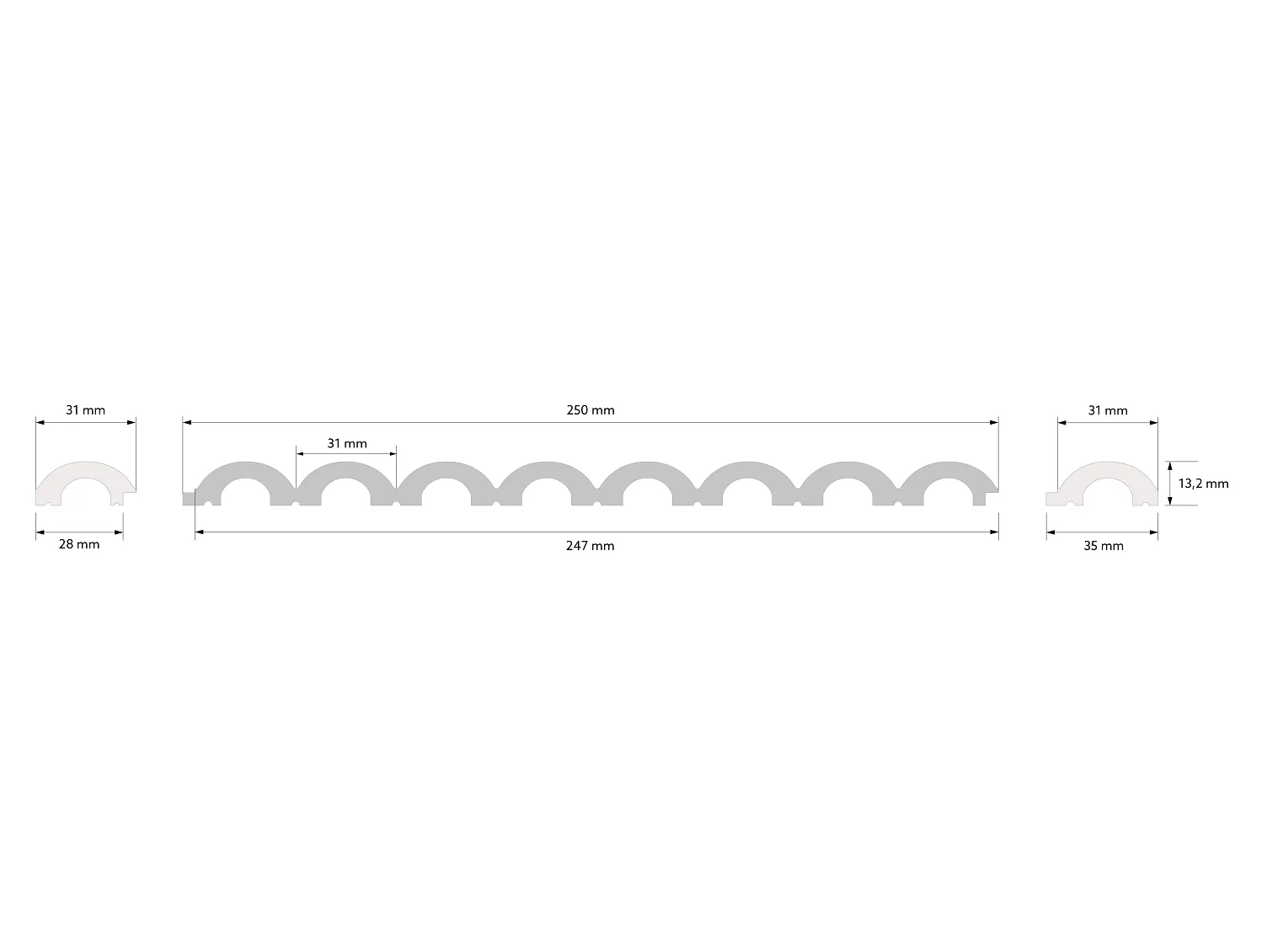 Panel ścienny WP001 Duna biały wym. 270 x 1.32 x 24.7 cm, z PolyForce