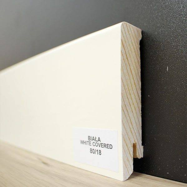 Listwa przypodłogowa 80/18 biała white covered (240 cm x 8cm x 1,8cm) 