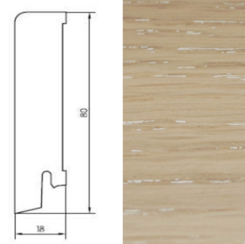 Drewniana listwa przypodłogowa lakierowana 80/18 (240 cm x 8 cm x 1,8 cm) Dąb Cream