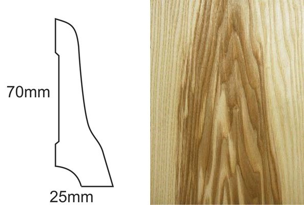 Listwa przypodłogowa fornirowana nielakierowana LP70 (240 cm x 7 cm x 2,5 cm) jesion ciemny