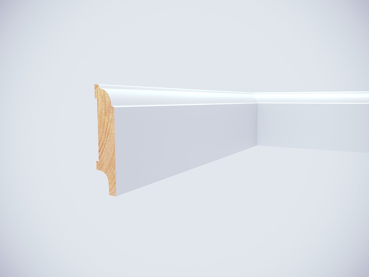 Listwa przypodłogowa drewniana lakierowana AGAT68 (240 cm x 6,8 cm x 1,6 cm) biały RAL 9003