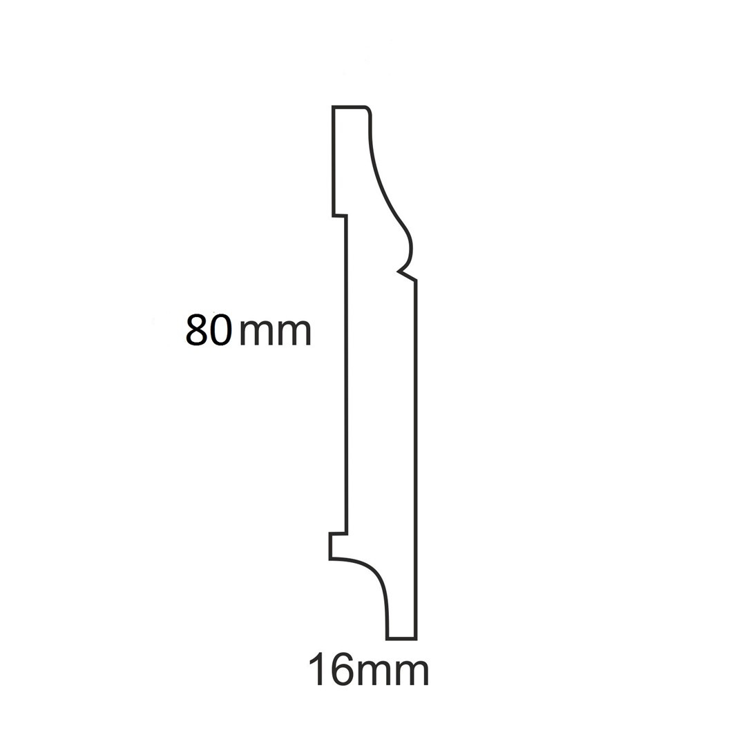 Listwa przypodłogowa MDF PLUS F6 biała wilgocioodporna (262 cm x 8 cm x 1,6 cm) lakier półmatowy RAL 9003