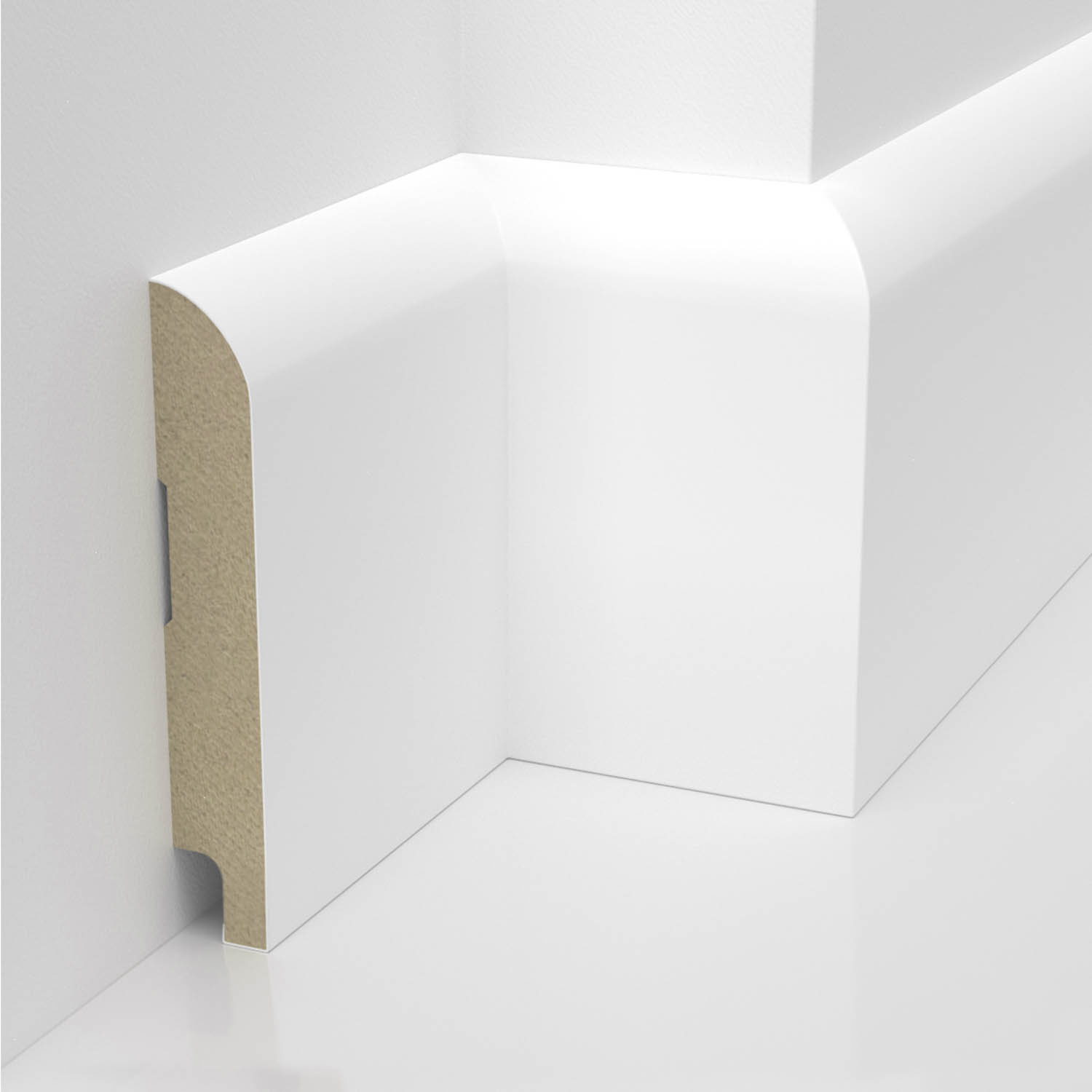 PRÓBKA 20 CM - Listwa przypodłogowa MDF lakierowana biała z wodoodporną powłoką OTTO 10cm