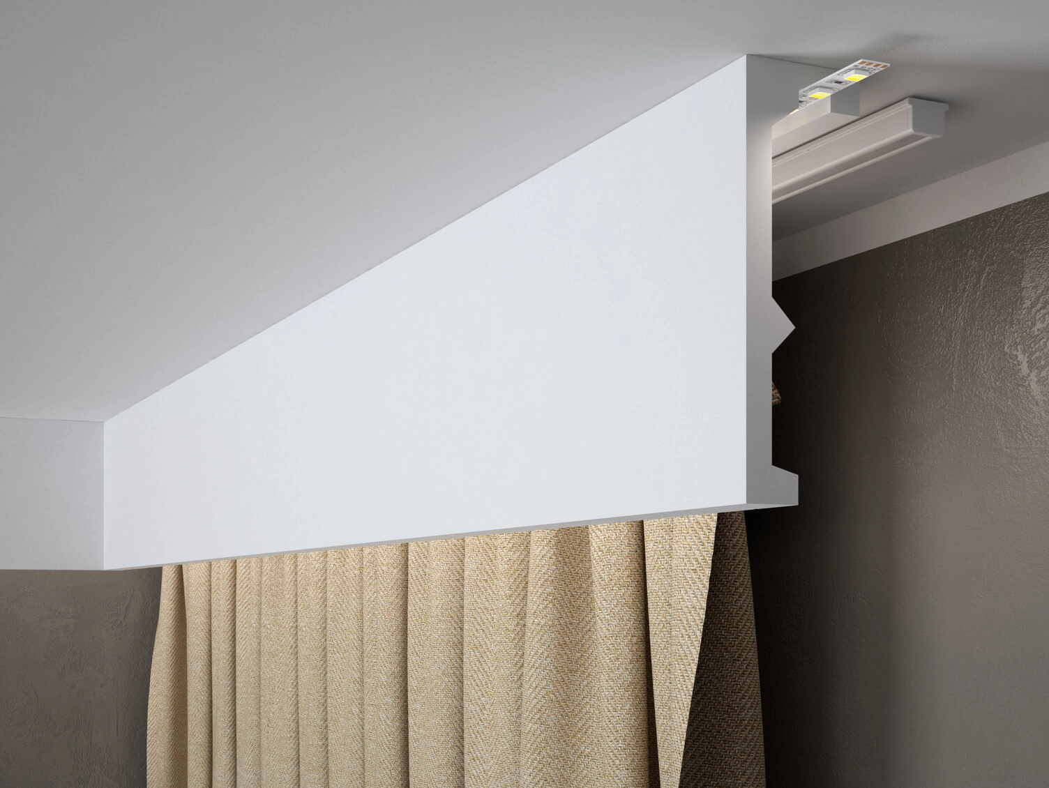 Maskownica karnisza biała QL056 wym. 240 x 5.5 x 17.9 cm, z PolyForce