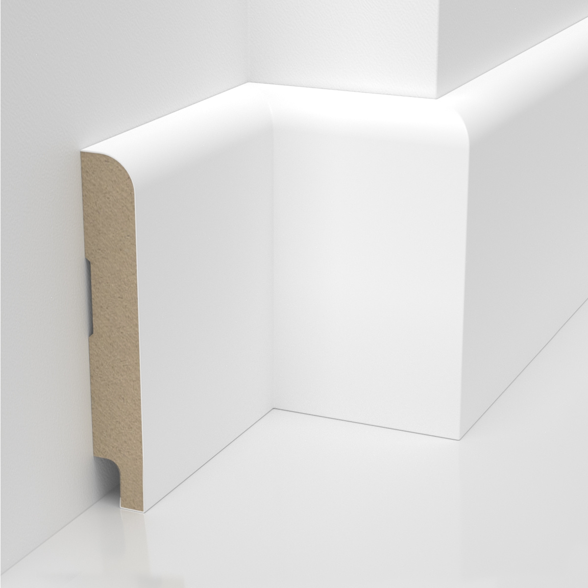 PRÓBKA 20 CM - Listwa przypodłogowa MDF lakierowana biała z wodoodporną powłoką SOLO 10cm